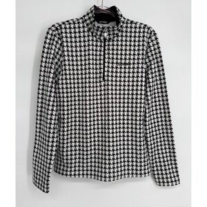 Colmar Womens Houndstooth Quarter Zip Ski Base‎ Layer Top Black White Sz L